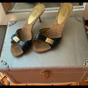 Guess slip on heeled sandal slides